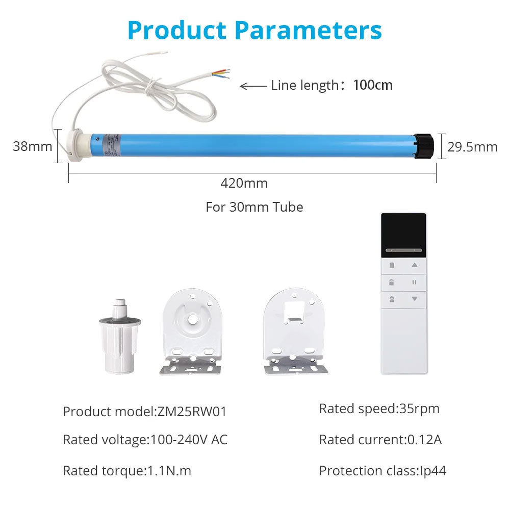 Zemismart Wifi Smart Electric Roller Blind Shade for 30mm Tube Roller Blind Motor Voice Control