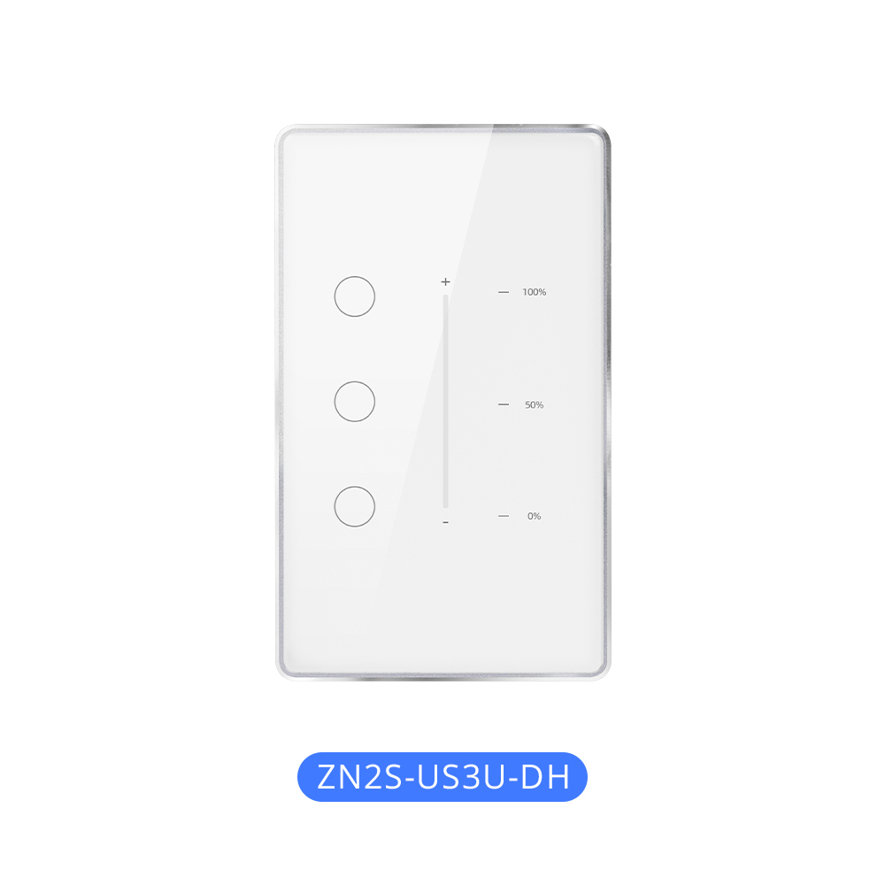 Zemismart Zigbee Smart Dimmer Switch 3 Gang Neutral Required Brightness Adjustment  works with Tuya App Google Home Voice Control Timer Function