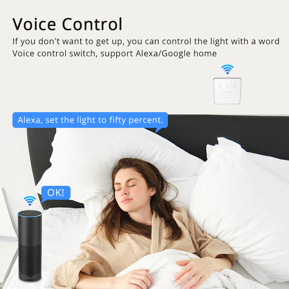 Zemismart Zigbee Smart Dimmer Switch 3 Gang Neutral Required Brightness Adjustment  works with Tuya App Google Home Voice Control Timer Function