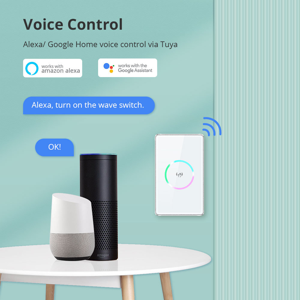 Zemismart WiFi Smart Wave Switch with PIR Sensor US Interruptor Support Tuya Alexa Google Home Voice Control