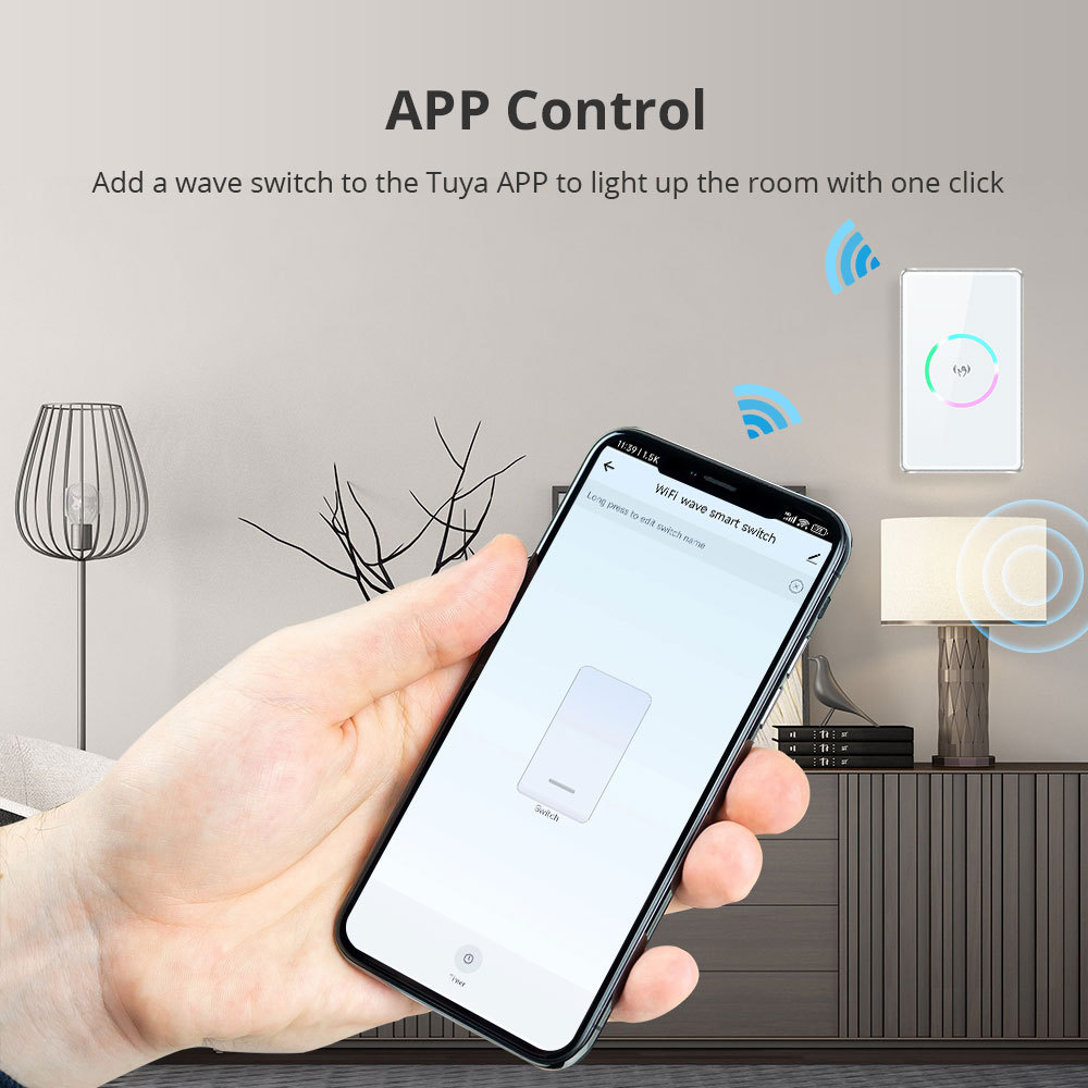 Zemismart WiFi Smart Wave Switch with PIR Sensor US Interruptor Support Tuya Alexa Google Home Voice Control