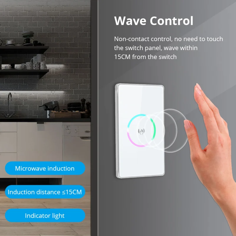 Zemismart Zigbee 3.0 Smart Wave Switch with PIR Sensor Work with Tuya SmartThings Echo Plus hub US Interruptor Support Alexa Google Home Voice Control