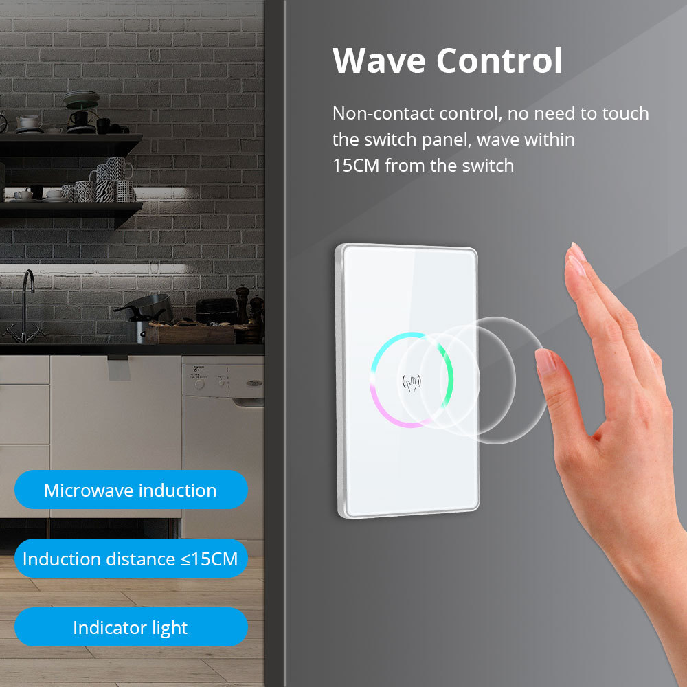 Zemismart Zigbee 3.0 Smart Wave Switch with PIR Sensor Work with Tuya SmartThings Echo Plus hub US Interruptor Support Alexa Google Home Voice Control