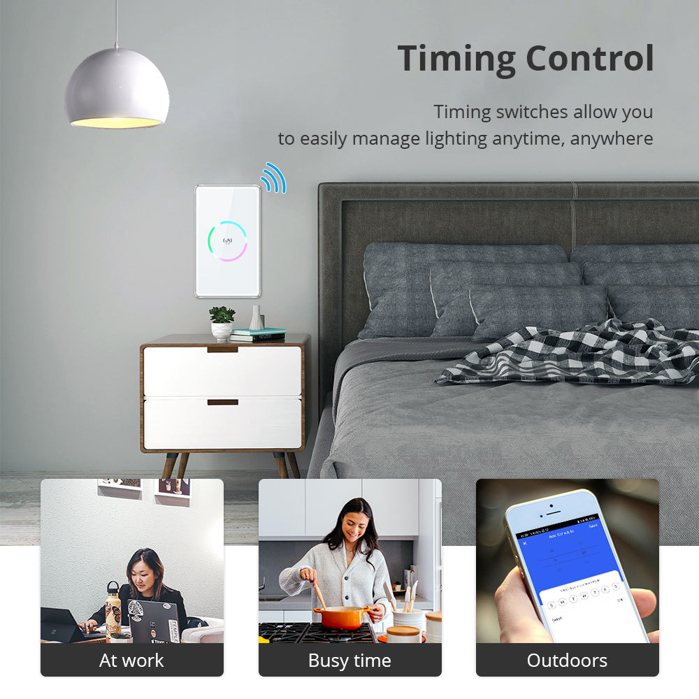 Zemismart Zigbee 3.0 Smart Wave Switch with PIR Sensor Work with Tuya SmartThings Echo Plus hub US Interruptor Support Alexa Google Home Voice Control