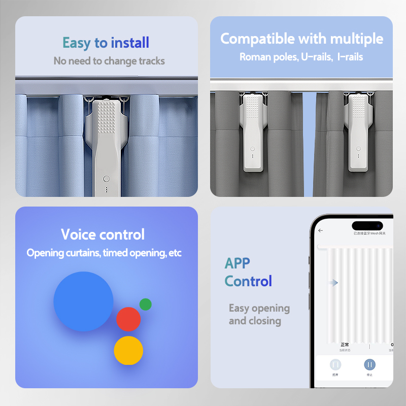 Zemismart Tuya Smart Rechargeable Zigbee Motor for Roman Rod I Type U Type Tracks Voice Control with Alexa Google Home