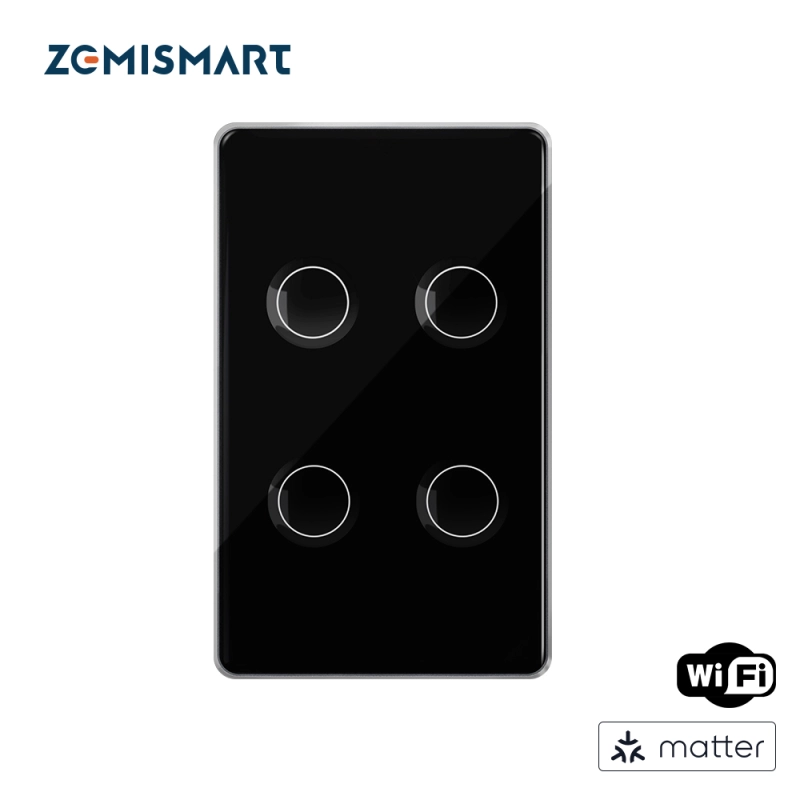 Zemismart Matter over Wifi Smart Touch US Switch 1 2 3 4gang touch switch Compatible Home SmartThings App Control
