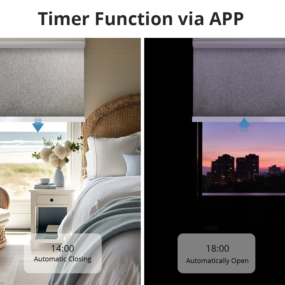 Zemismart Matter over Thread Smart Ready Made Blind Motorized Roller Shades 100% Blackout