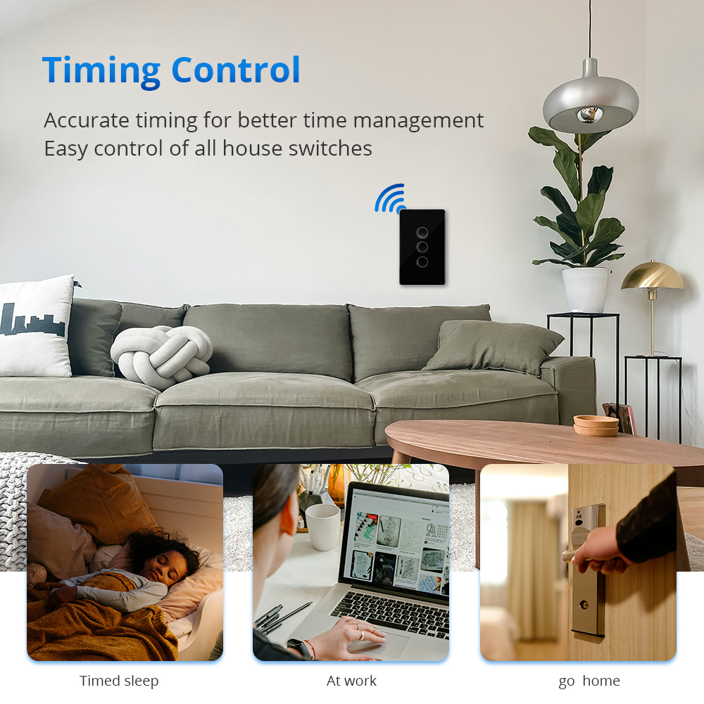 Zemismart Matter over Wifi Smart Touch US Switch 1 2 3 4gang touch switch Compatible Home SmartThings App Control