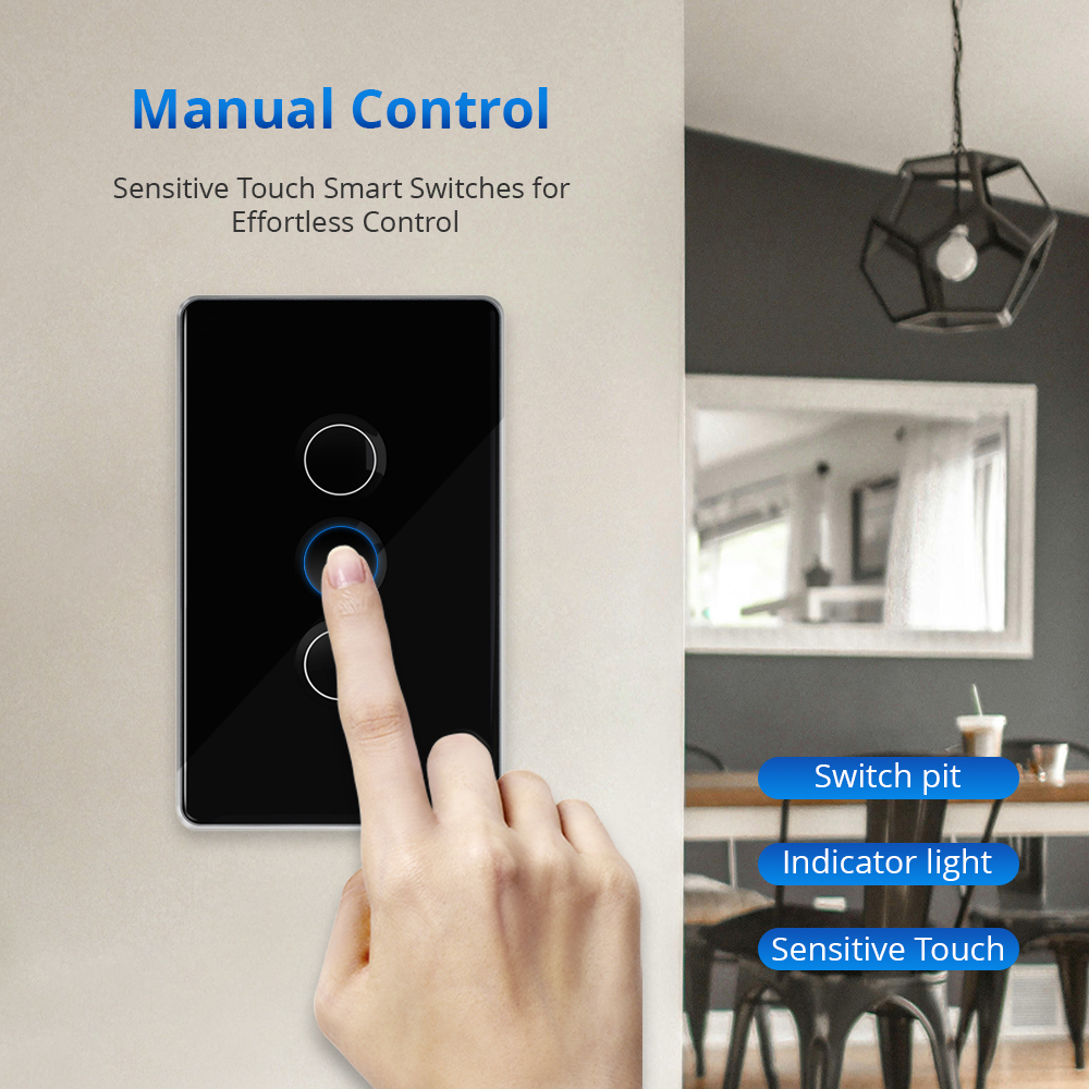 Zemismart Matter over Wifi Smart Touch US Switch 1 2 3 4gang touch switch Compatible Home SmartThings App Control