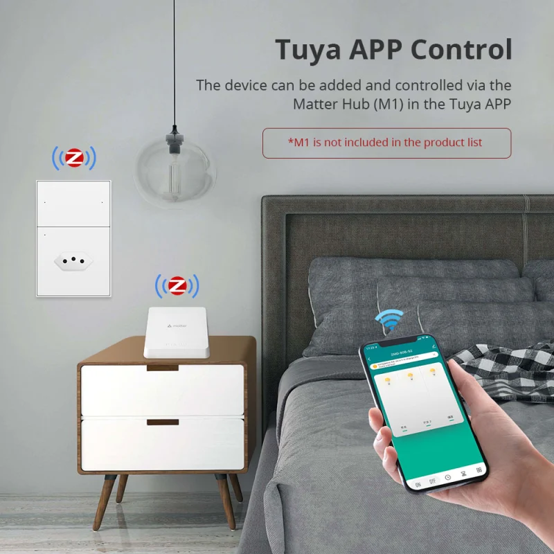 Zemismart Zigbee 2 Gang Light Switch with 10A Brazil Socket Support Tuya Google Home Smartthings Homekit Control via M1 Hub