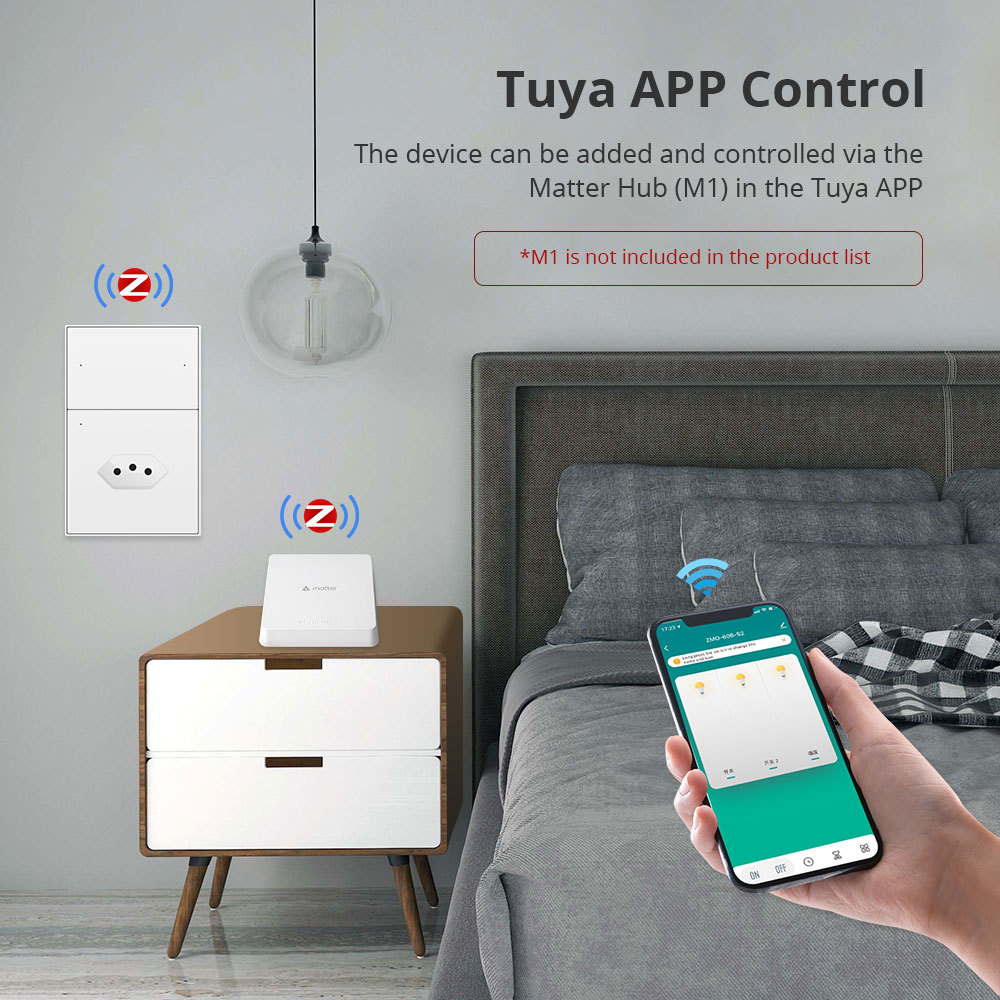 Zemismart Zigbee 2 Gang Light Switch with 10A Brazil Socket Support Tuya Google Home Smartthings Homekit Control via M1 Hub