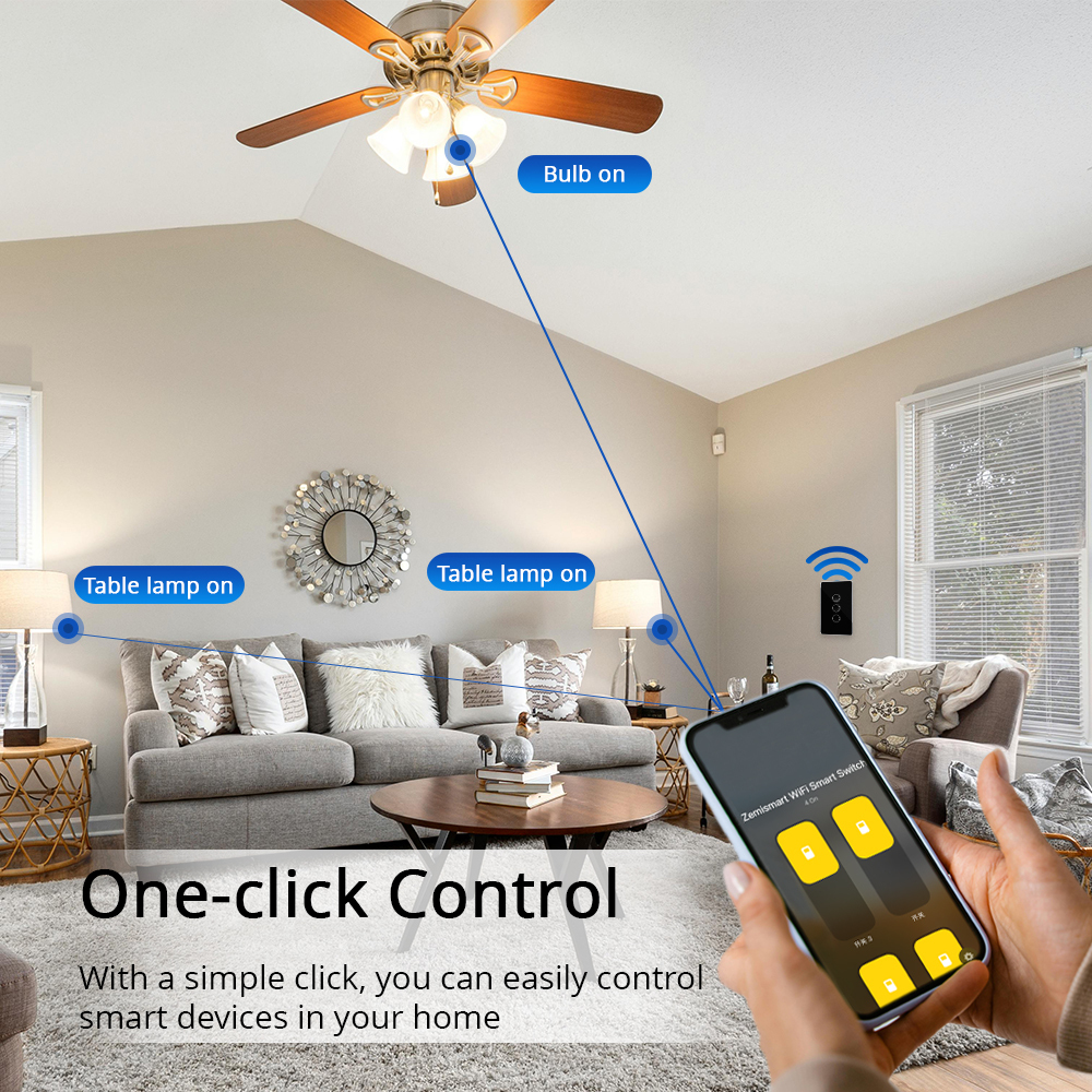 Zemismart Matter over Wifi Smart Touch US Switch 1 2 3 4gang touch switch Compatible Home SmartThings App Control