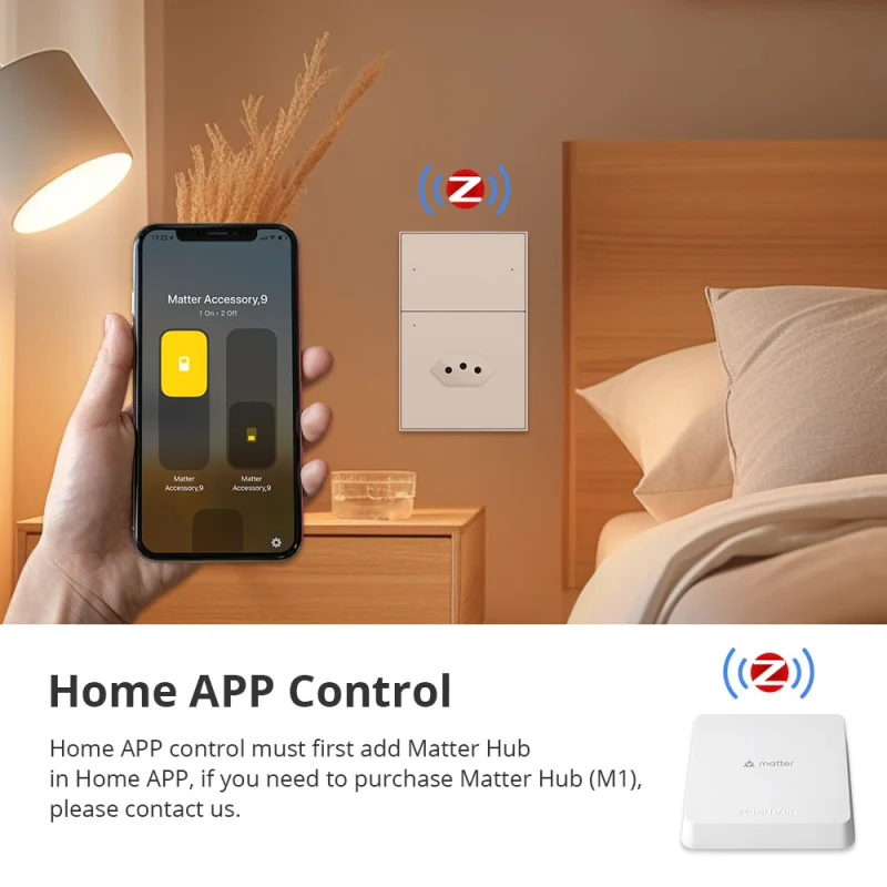 Zemismart Zigbee 2 Gang Light Switch with 10A Brazil Socket Support Tuya Google Home Smartthings Homekit Control via M1 Hub