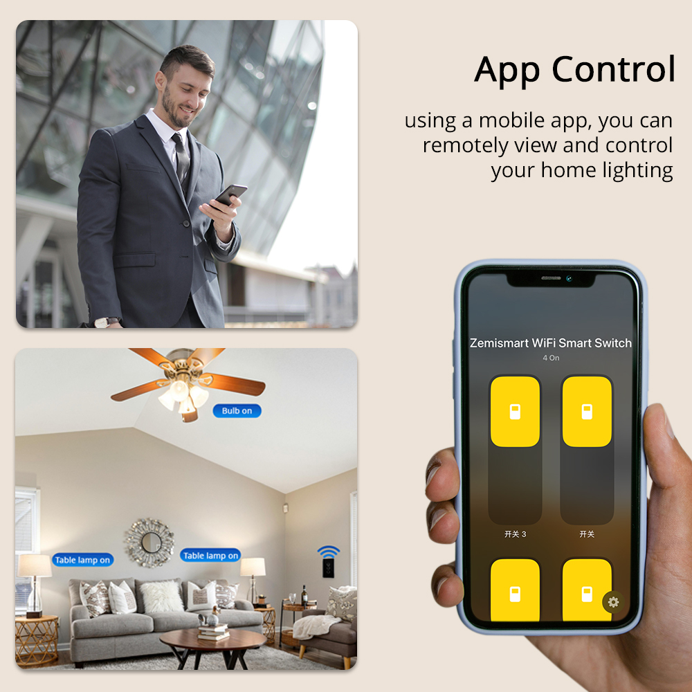 Zemismart Matter over Wifi Smart Touch Switch 1 2 3 4gang touch switch Compatible Voice Control SmartThings App Control