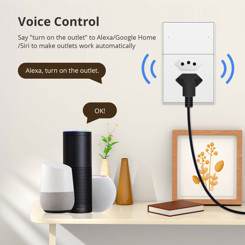 Zemismart Zigbee 10A+20A Brazil Socket Tuya 2 Poles Brazilian Wall Outlet Smartthings Homekit Google Home Control via M1 Hub