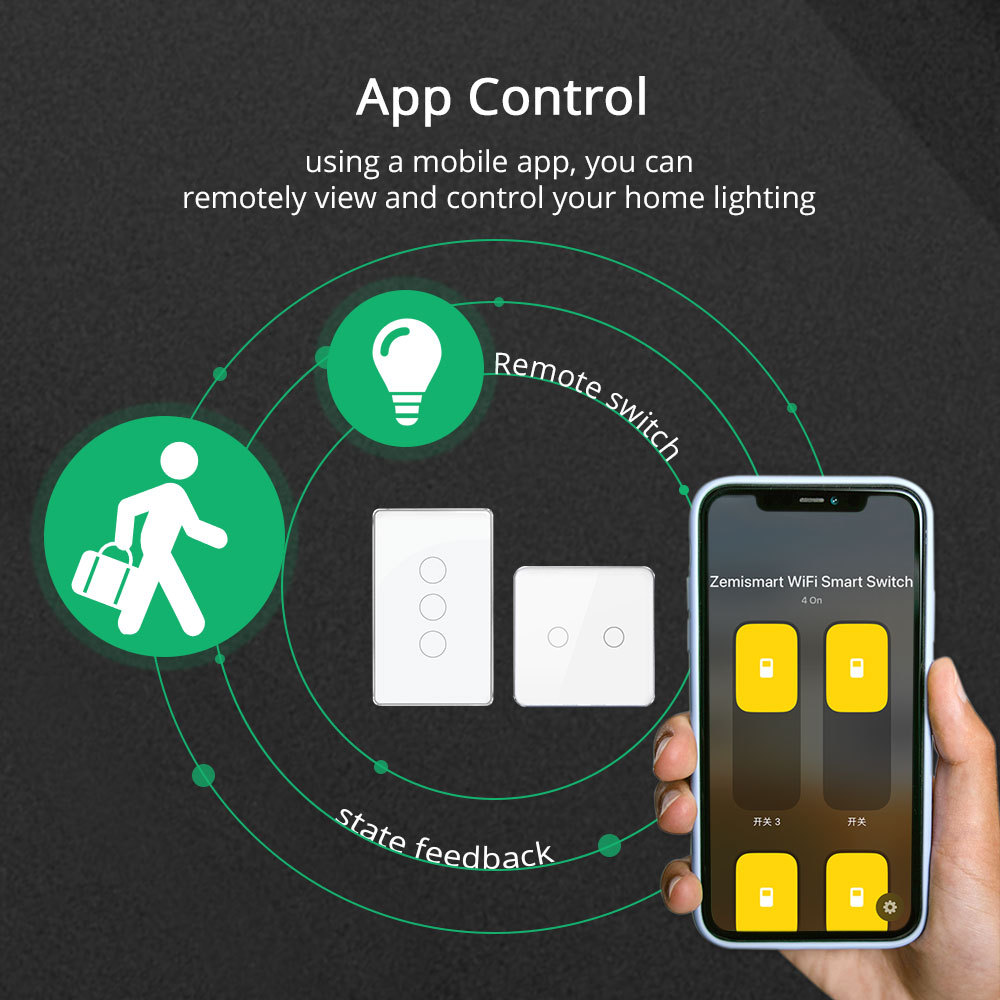Zemismart Matter over Wifi White Color Smart Touch Switch 1 2 3 4gang touch switch Compatible Voice Control SmartThings App Control
