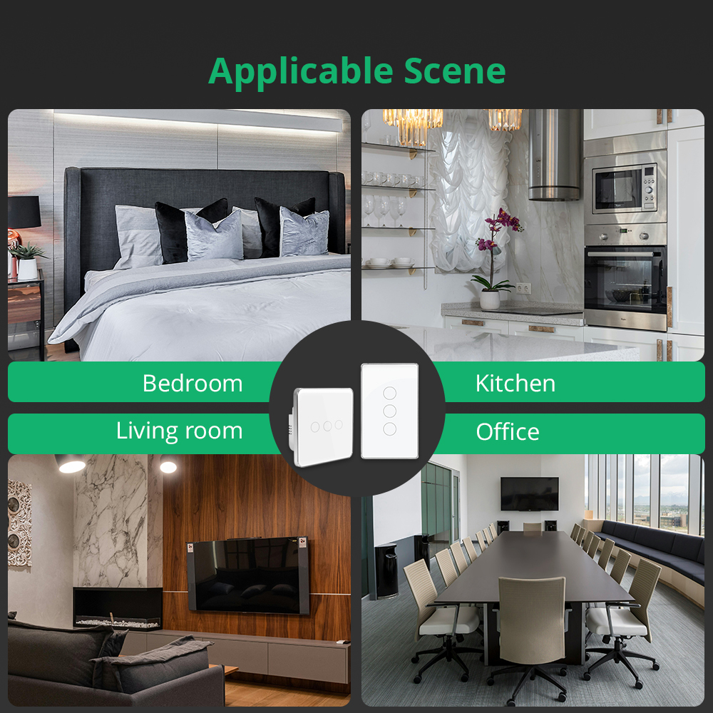 Zemismart Matter over Wifi White Color Smart Touch Switch 1 2 3 4gang touch switch Compatible Voice Control SmartThings App Control