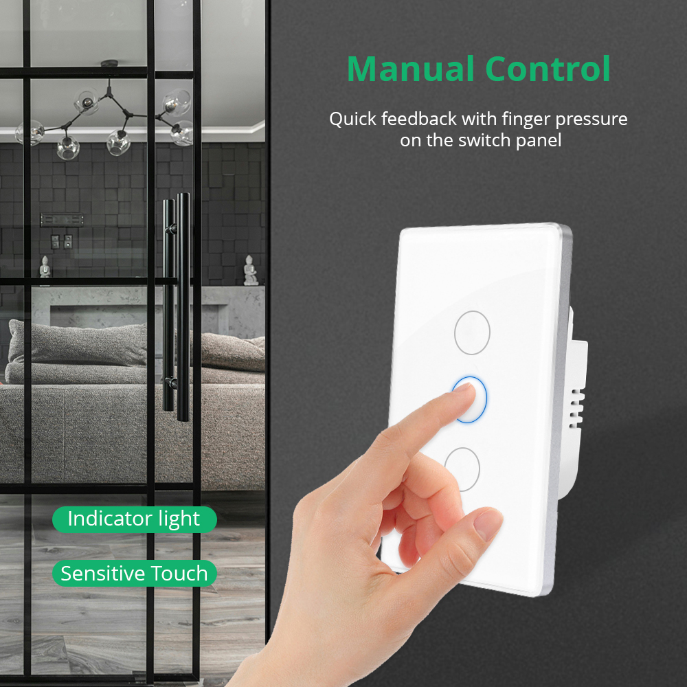 Zemismart Matter over Wifi White Color Smart Touch Switch 1 2 3 4gang touch switch Compatible Voice Control SmartThings App Control