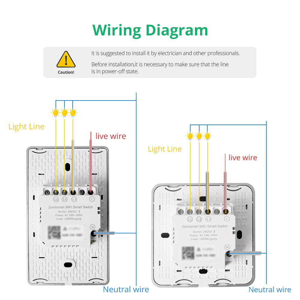 Zemismart Matter over Wifi White Color Smart Touch Switch 1 2 3 4gang touch switch Compatible Voice Control SmartThings App Control