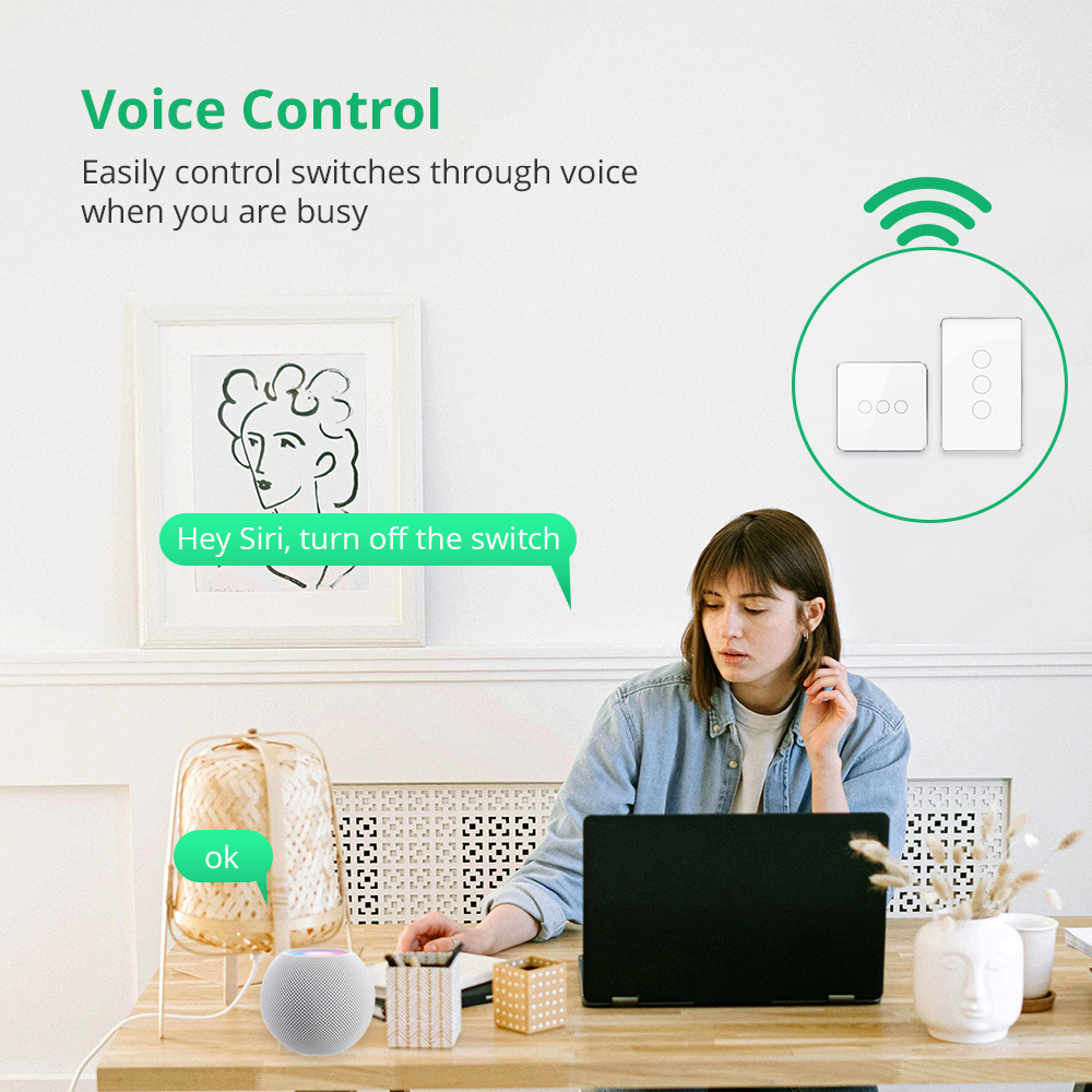 Zemismart Matter over Wifi White Color Smart Touch Switch 1 2 3 4gang touch switch Compatible Voice Control SmartThings App Control