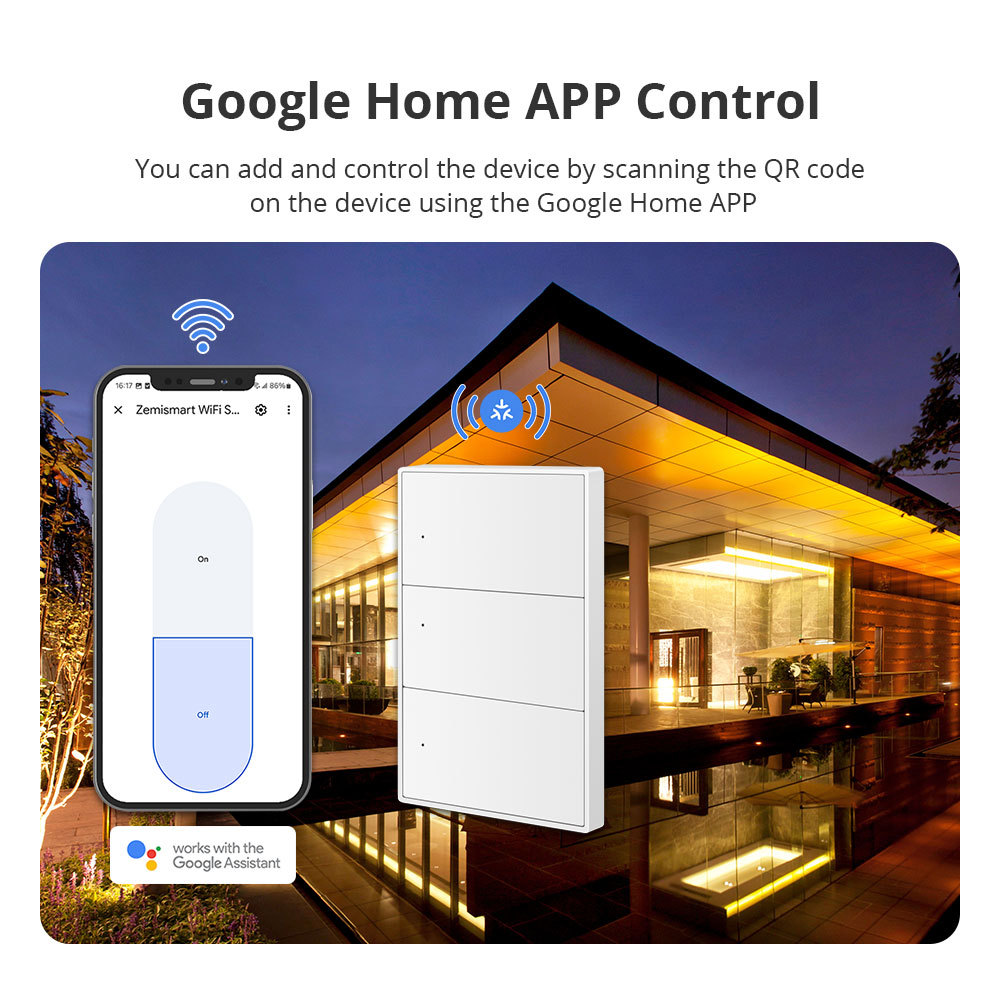 Zemismart Matter over Wifi Smart Push Button US Switch 1 2 3 4gang Compatible Home SmartThings Google Home App Control