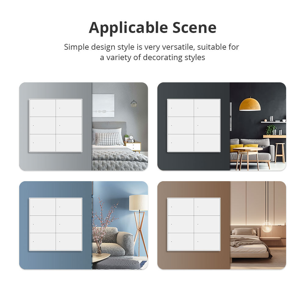 Zemismart Matter WiFi 6 Gangs Smart Wall Light Switch Neutral Required with Big Button SmartThings App Homekit Control