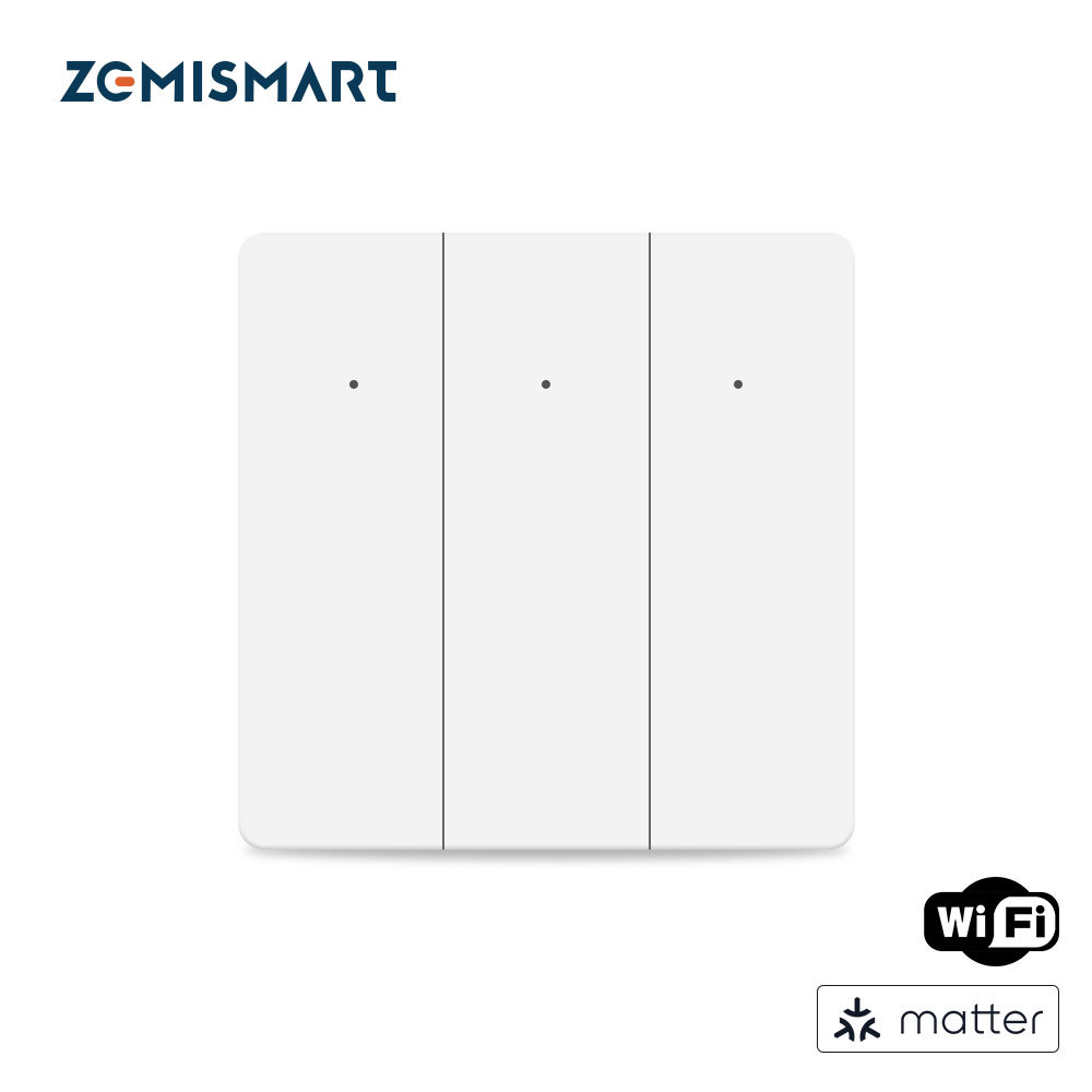 Zemismart Matter over Wifi Smart Push Button EU Switch 1 2 3 gang Compatible Home SmartThings Google Home App Control