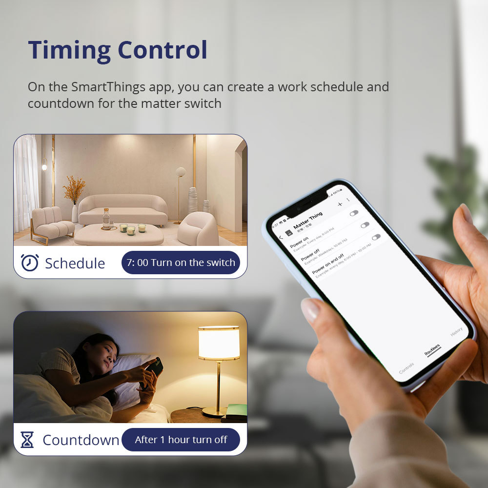 Zemismart Matter over Wifi Smart Push Button US Switch 1 2 3 4 6 gang Black Color Compatible Home SmartThings Google Home App Control