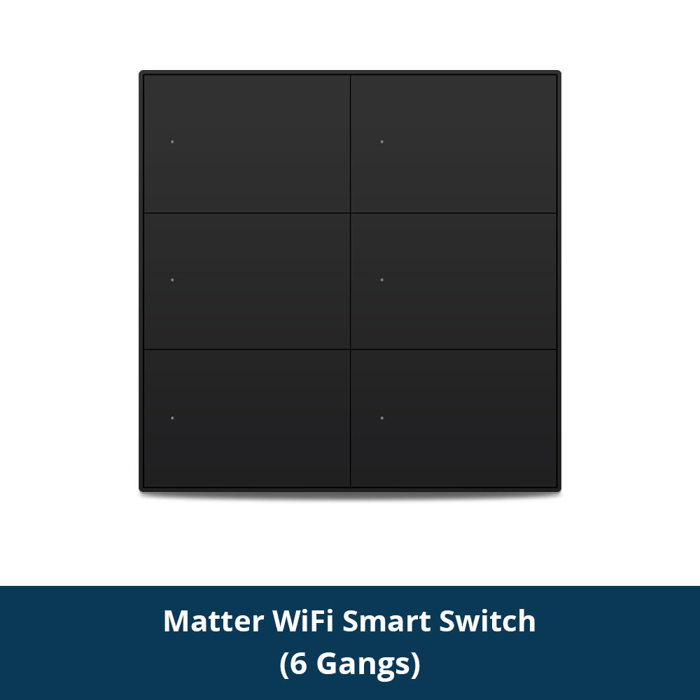 Zemismart Matter over Wifi Smart Push Button US Switch 1 2 3 4 6 gang Black Color Compatible Home SmartThings Google Home App Control