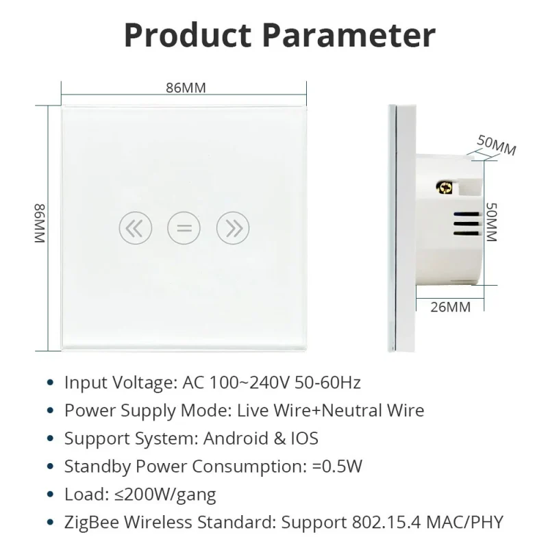 Zemismart Energy Saving EU Zigbee Curtain Switch Electric Smart Blind Switches TUYA Alexa Google Home Voice Control Backlit optional