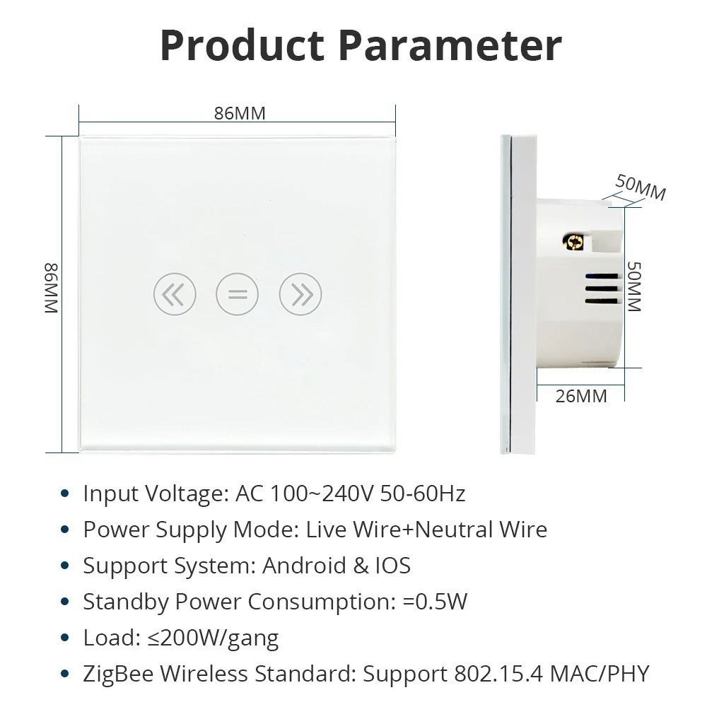 Zemismart Energy Saving EU Zigbee Curtain Switch Electric Smart Blind Switches TUYA Alexa Google Home Voice Control Backlit optional