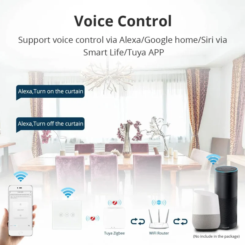 Zemismart Energy Saving EU Zigbee Curtain Switch Electric Smart Blind Switches TUYA Alexa Google Home Voice Control Backlit optional
