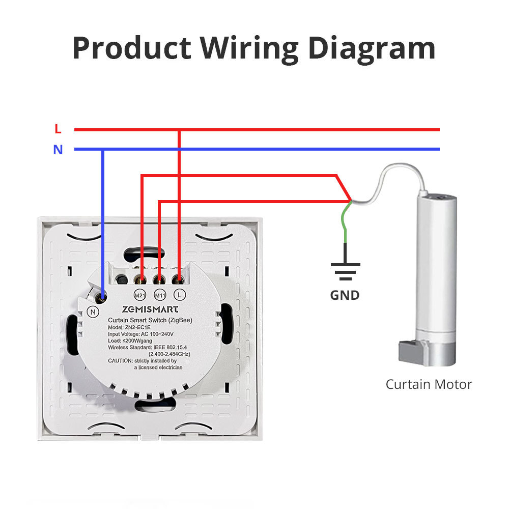 Zemismart Energy Saving EU Zigbee Curtain Switch Electric Smart Blind Switches TUYA Alexa Google Home Voice Control Backlit optional