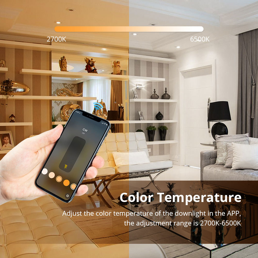 Zemismart WiFi Matter CCT Recessed Ceiling Light 2.5 3.5 4 Inch Round Downlight CW Dimmable Alexa HomeKit Google Home SmartThings Control