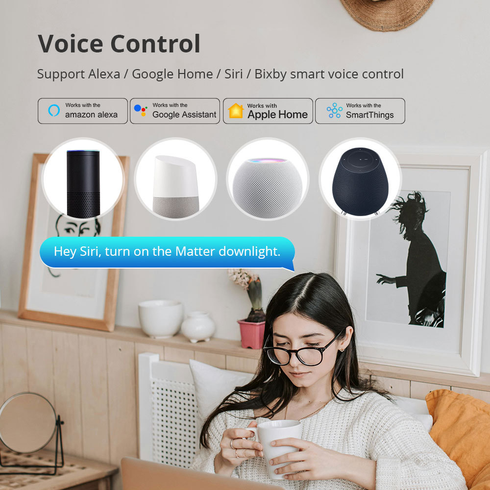 Zemismart WiFi Matter CCT Recessed Ceiling Light 2.5 3.5 4 Inch Round Downlight CW Dimmable Alexa HomeKit Google Home SmartThings Control