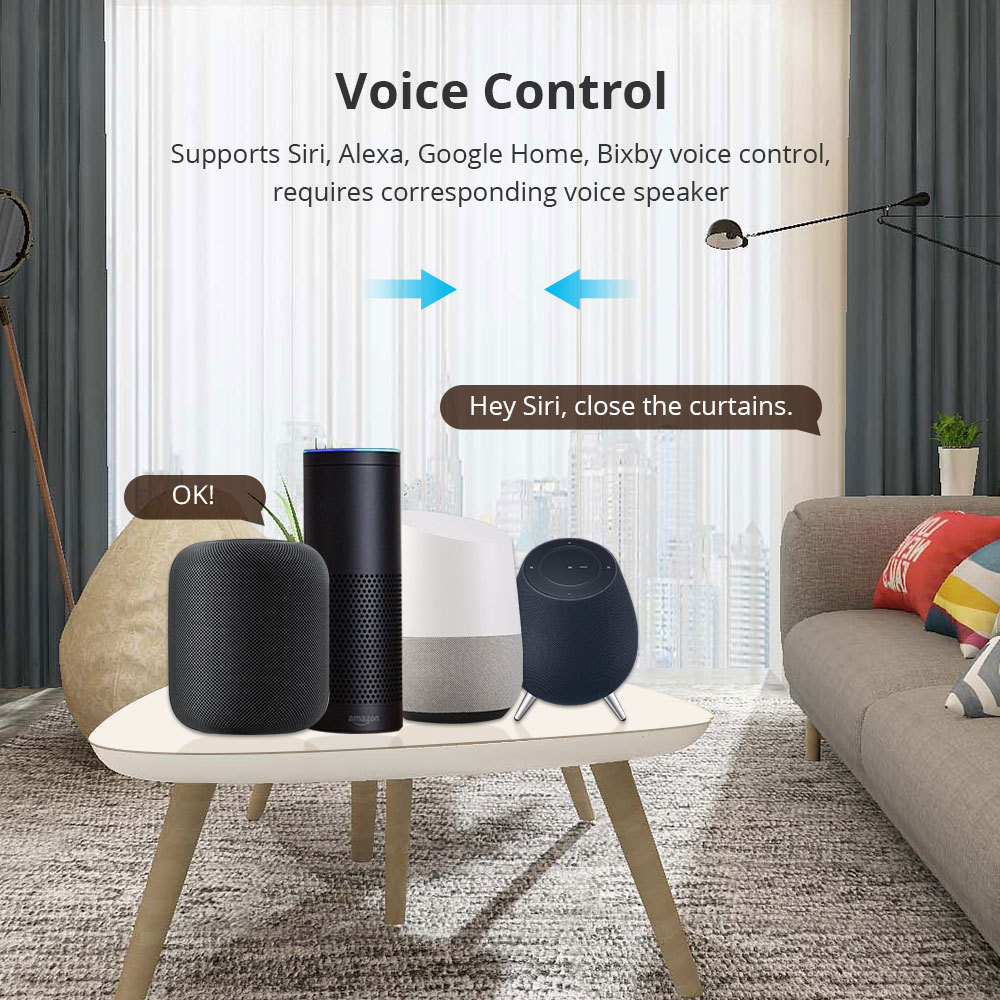 Zemismart Matter Over Wifi Slide Curtain Smart HomeKit SmartThings Google Home APP Control by Siri Voice Control Easy Installation