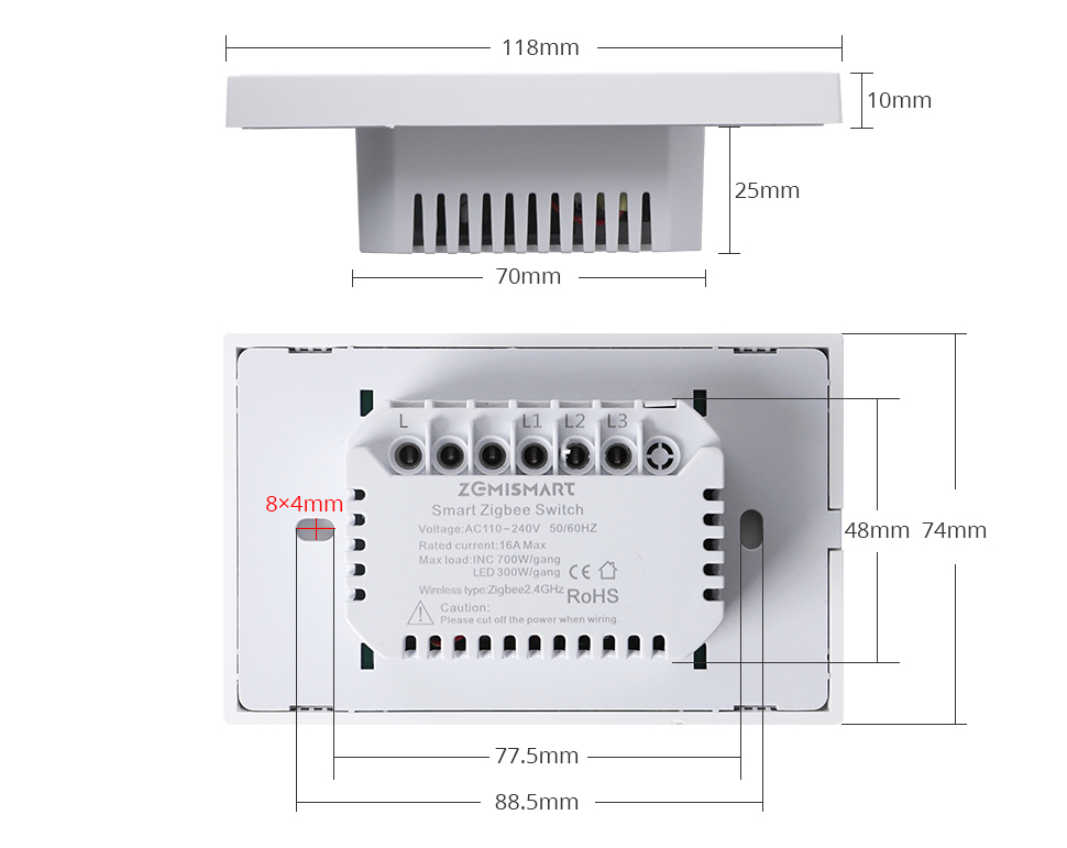 Zemismart Tuya Zigbee No Neutral Push Switch Wall Light US Interruptor Smart Life App Timer Alexa Google Home Voice Control