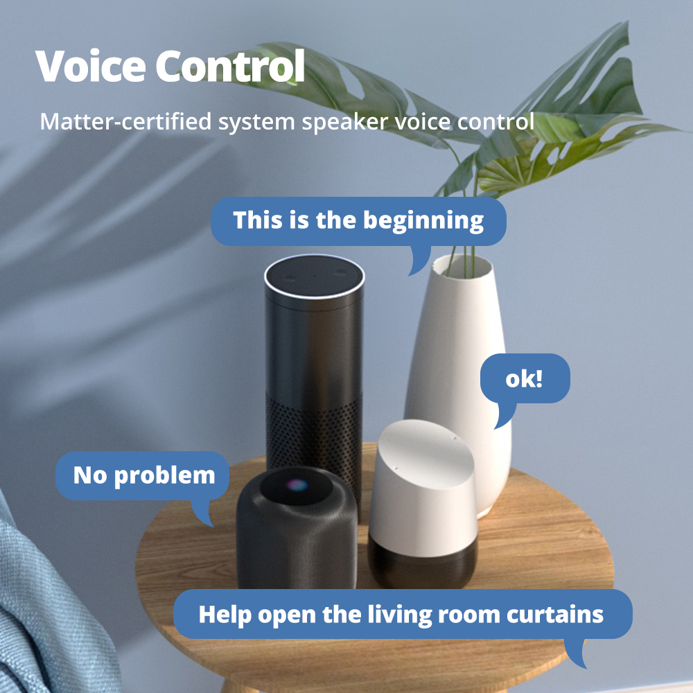 Zemismart Matter Over Wifi Slide Curtain Smart HomeKit SmartThings Google Home APP Control by Siri Voice Control