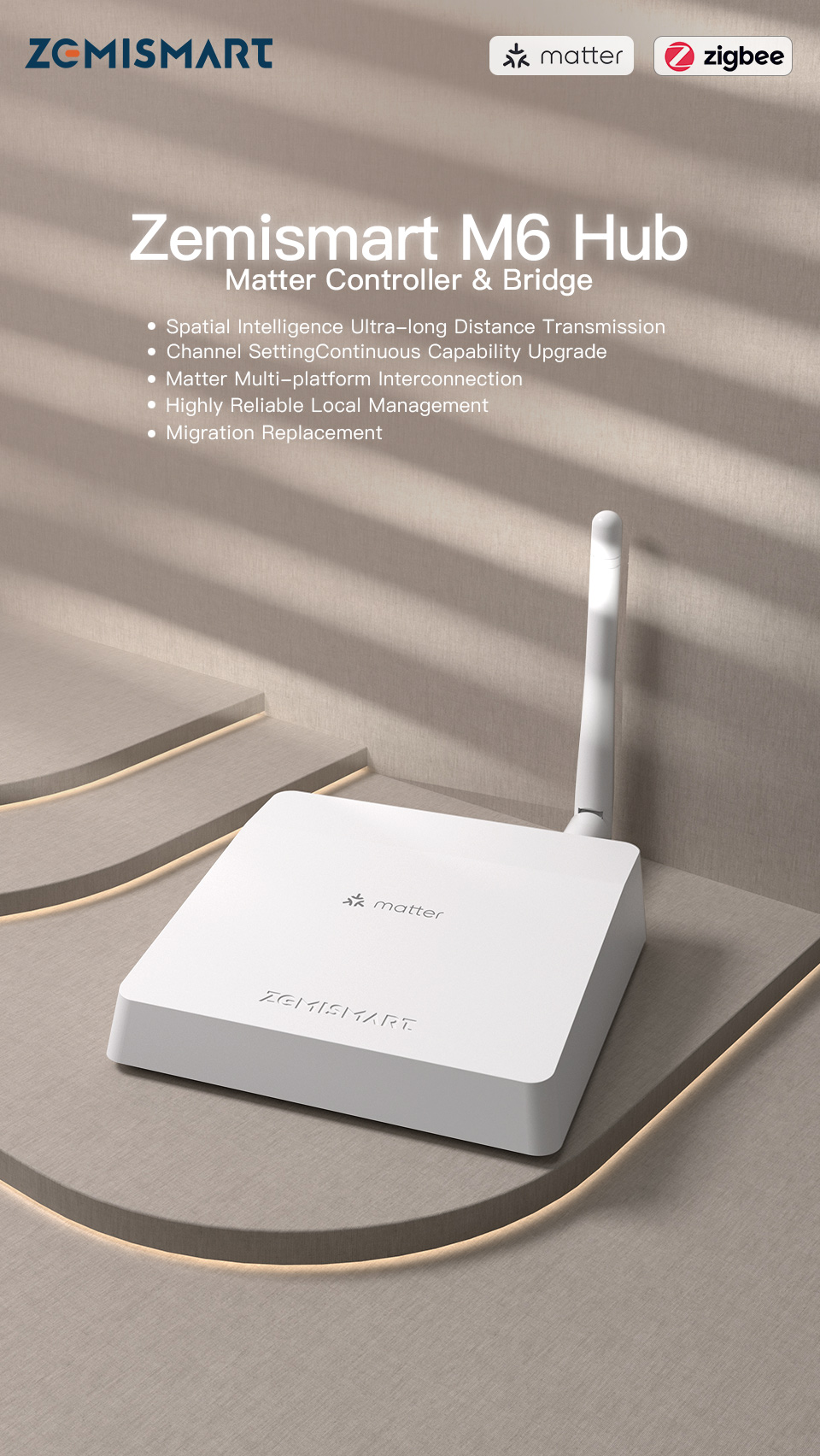 Zemismart Matter Zigbee Smart Home Hub Matter Bridge Integrates 