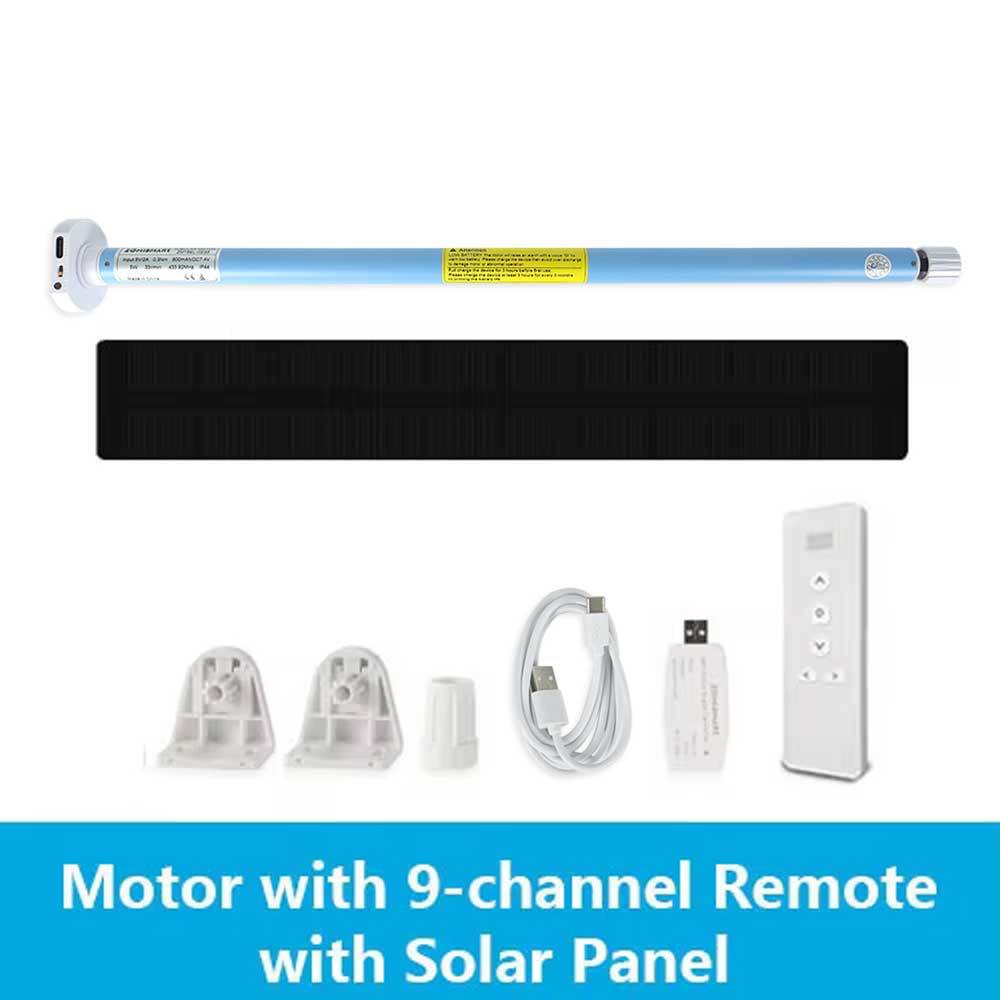 Zemismart WiFi Electric Roller Shade Motor Solar Panel Optional for 17mm 25mm 28mm Tube Built-in Battery works with Tuya Alexa Google Assistant Alice 