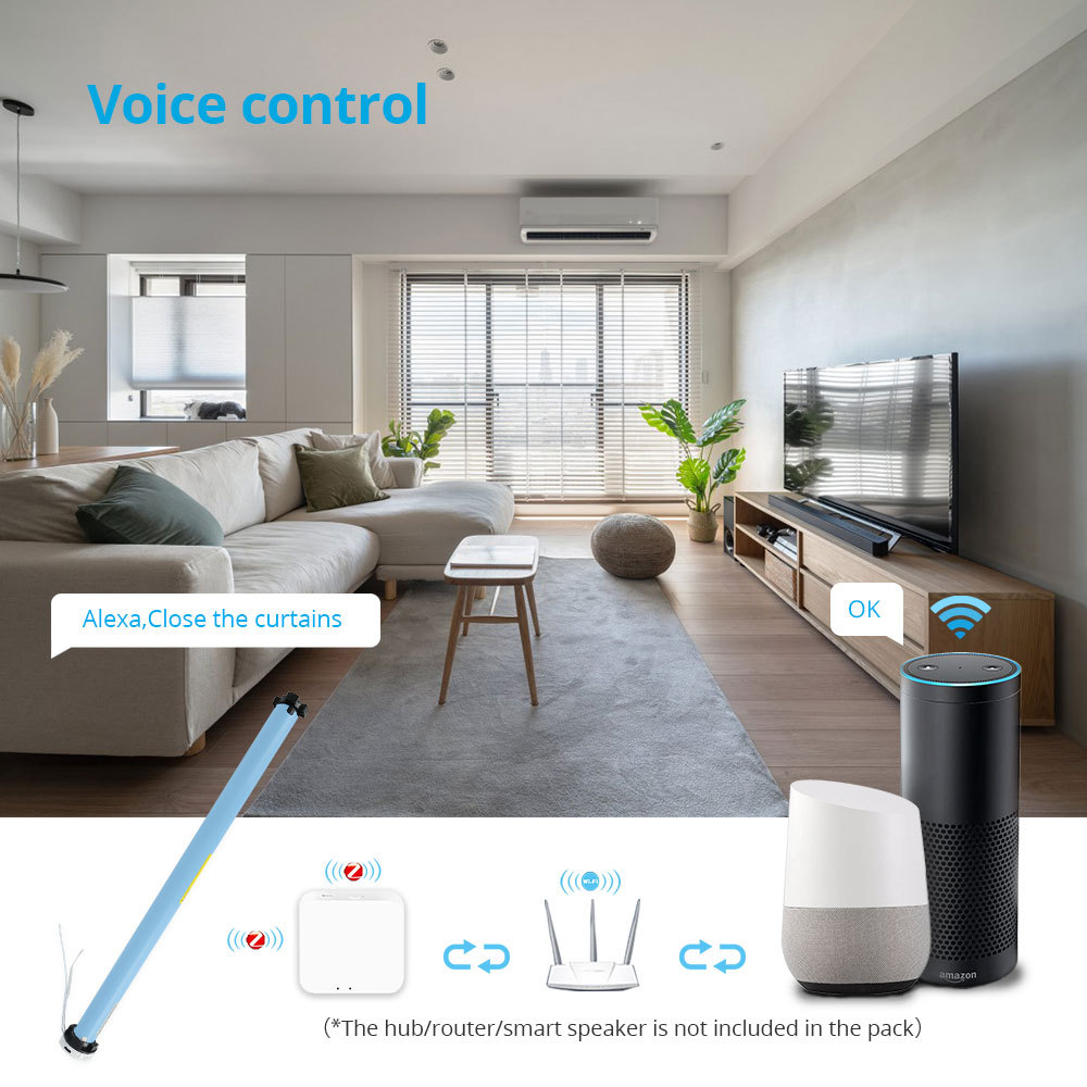 Zemismart Zigbee Rechargeable Roller Shade Motor 1.3N Solar Panel Optional For 37 38mm Tube works with Tuya Smart Life APP Google Assistan ALexa Contr