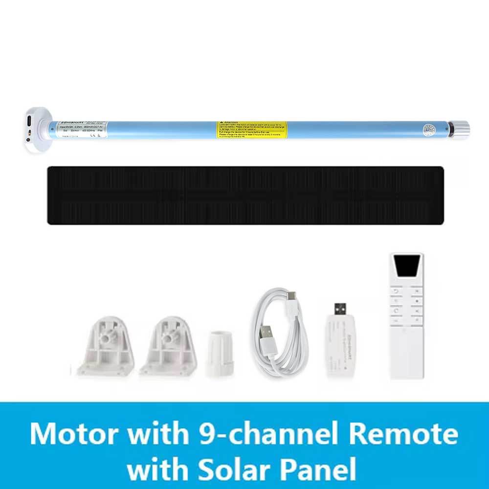 Zemismart WiFi Electric Roller Shade Motor Solar Panel Optional for 17mm 25mm 28mm Tube Built-in Battery works with Tuya Alexa Google Assistant Alice