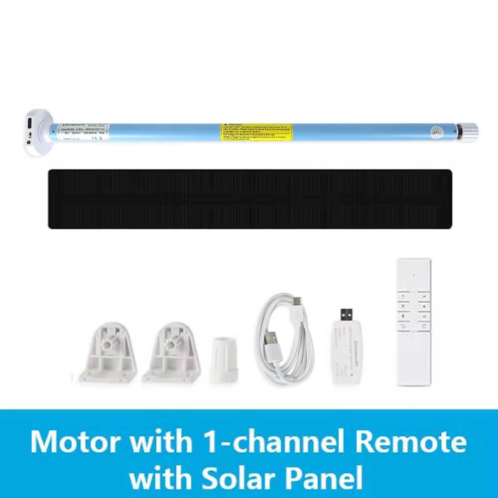 Zemismart WiFi Electric Roller Shade Motor Solar Panel Optional for 17mm 25mm 28mm Tube Built-in Battery works with Tuya Alexa Google Assistant Alice 