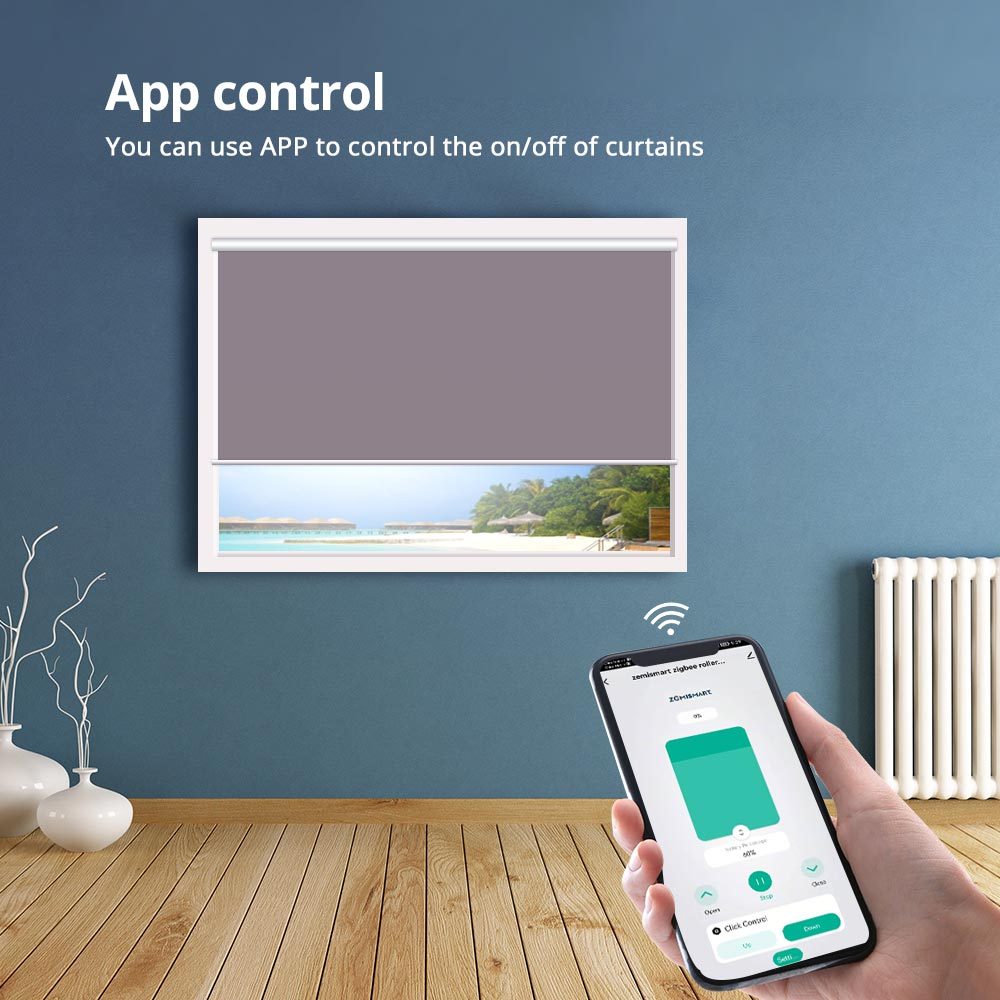 Zemismart Zigbee Rechargeable Roller Shade Motor 1.3N Solar Panel Optional For 37 38mm Tube works with Tuya Smart Life APP Google Assistan ALexa Contr