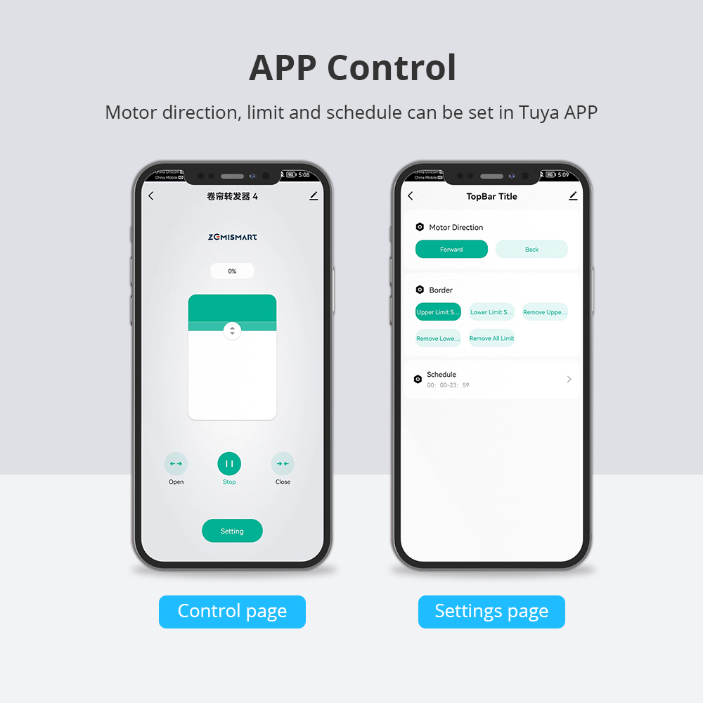 Zemismart WiFi Electric Roller Shade Motor Solar Panel Optional for 17mm 25mm 28mm Tube Built-in Battery works with Tuya Alexa Google Assistant Alice 