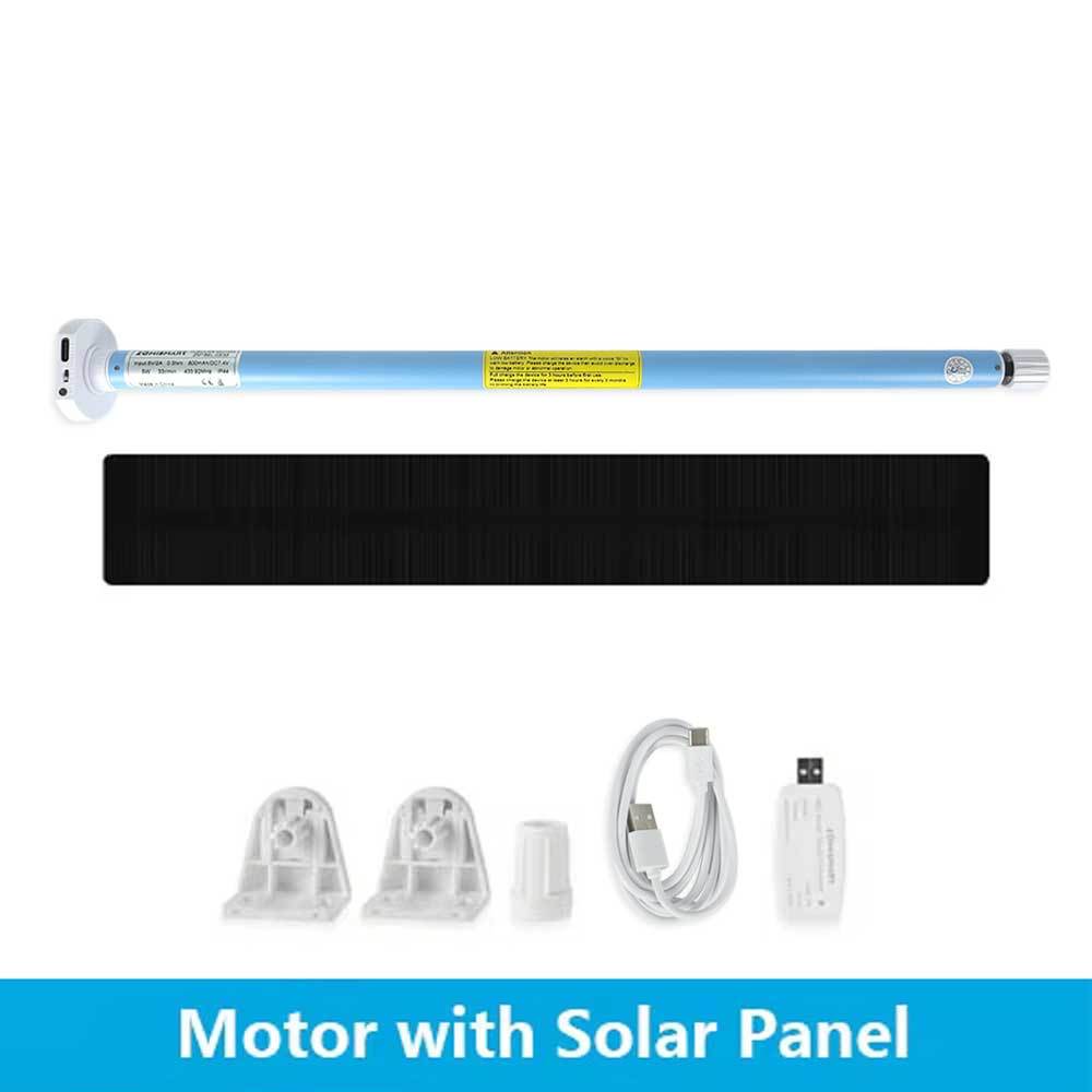Zemismart WiFi Electric Roller Shade Motor Solar Panel Optional for 17mm 25mm 28mm Tube Built-in Battery works with Tuya Alexa Google Assistant Alice 