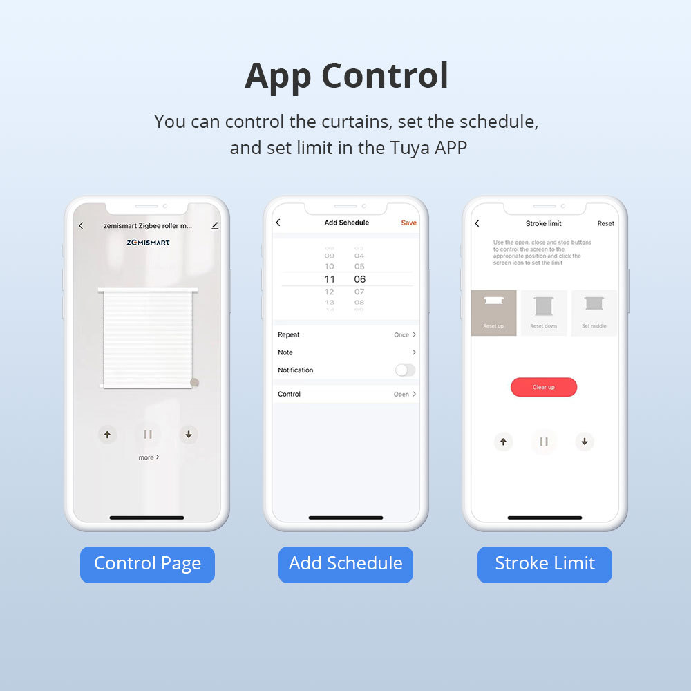 Zemismart Zigbee Plug-In Roller Blind Motor Compaticable with 17mm/25mm/28mm Tubes works with Tuya Voice App Control