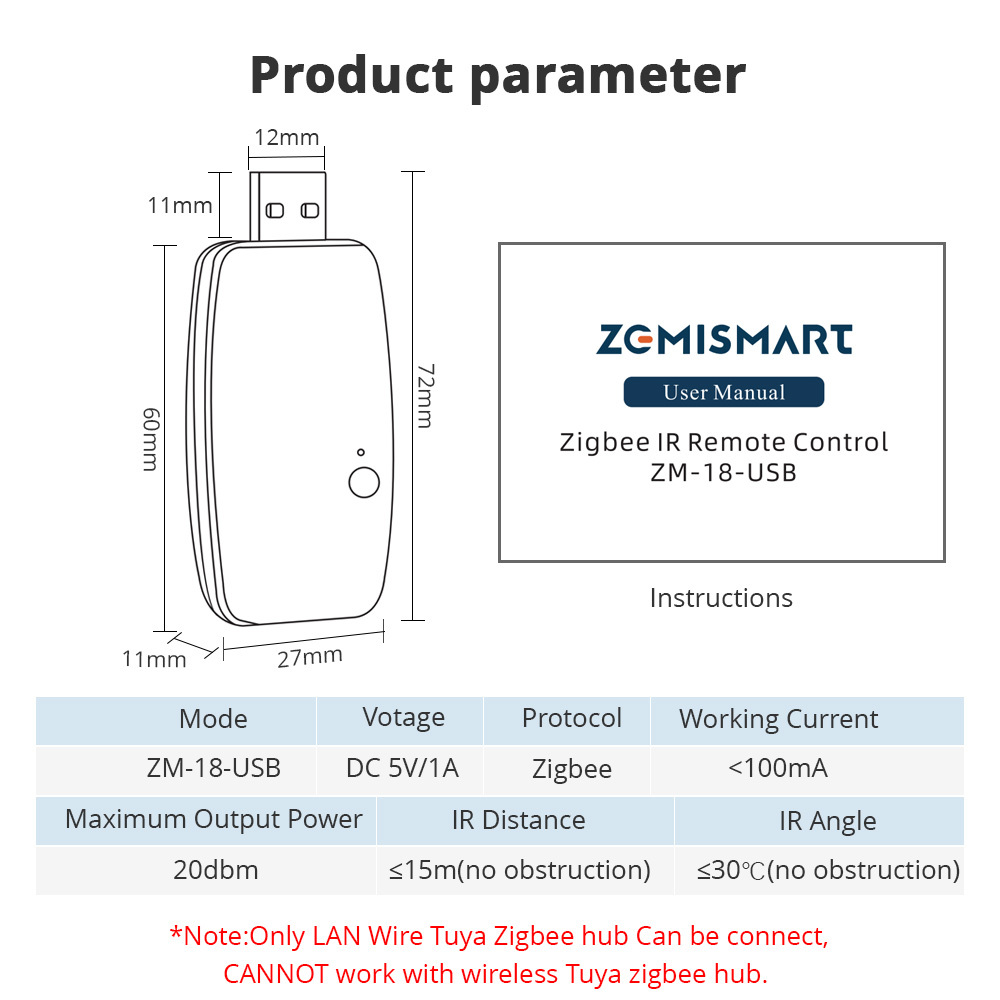 Zemismart Zigbee Smart IR Remote Controller Universal Infrared Remote works with Tuya Homekit Control Alexa Voice Control