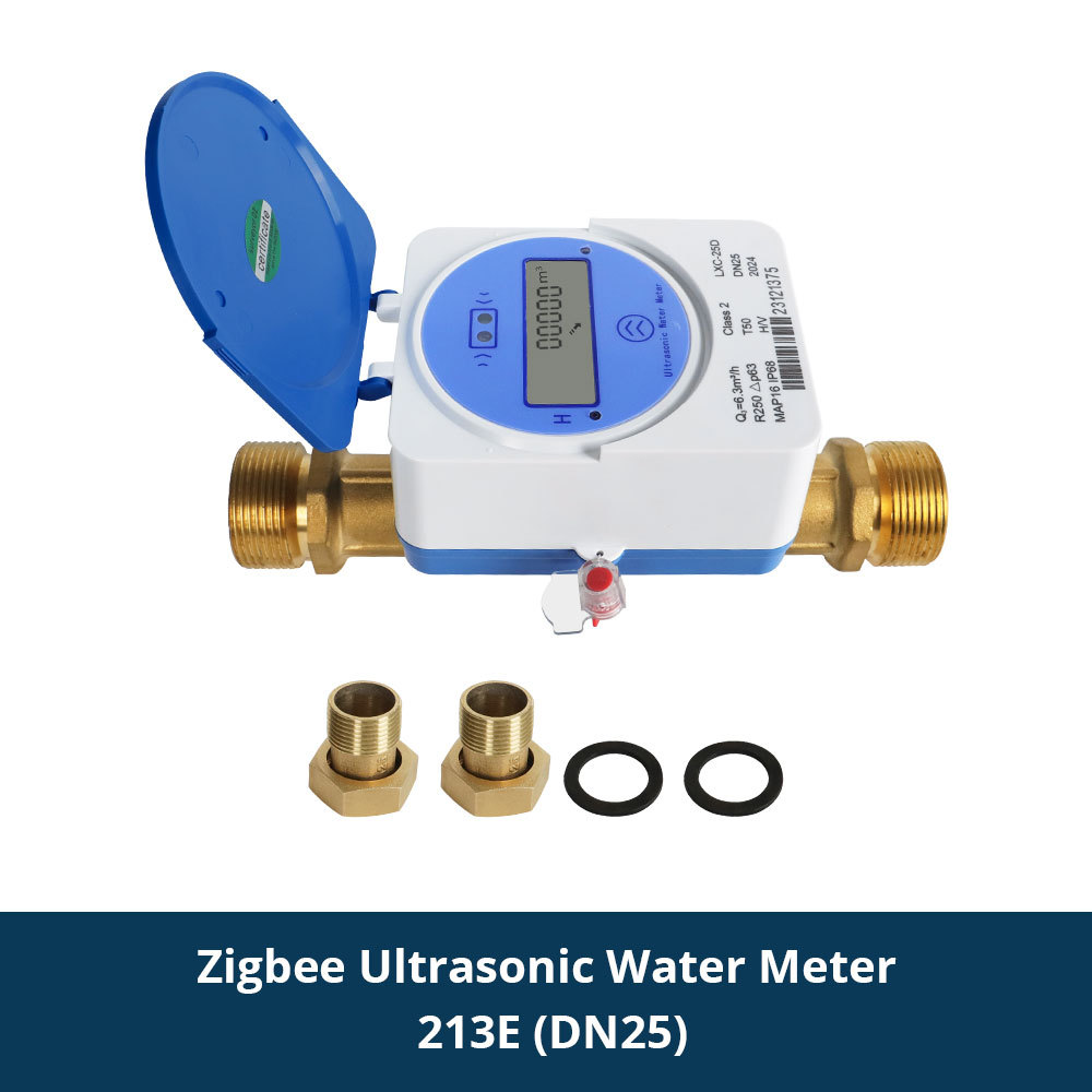Zemismart Zigbee Smart Ultrasonic Water Meter IP68 LCD Digital Display Water Quantity Flow Consumption Measurement works with Tuya Smart Life App