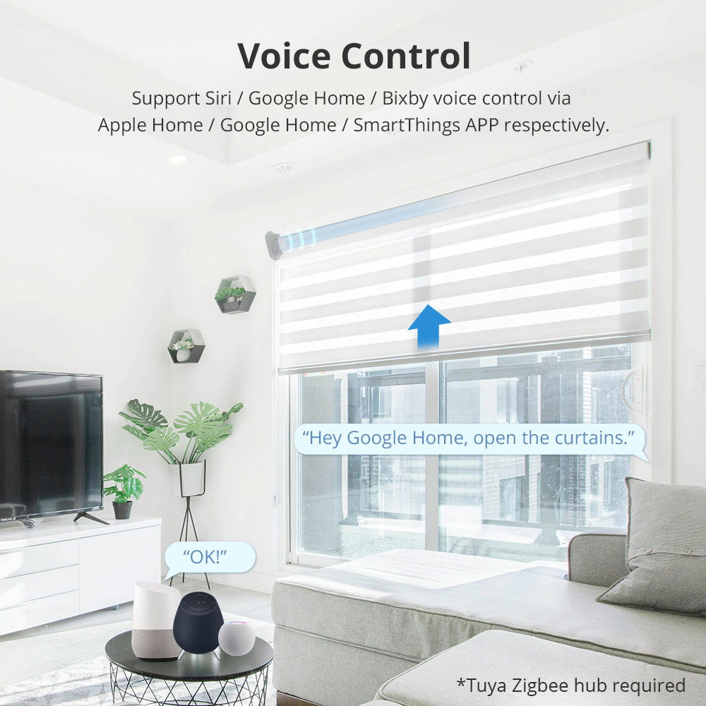 Zemismart Zigbee Rechargeable Roller Shade Motor For 37 38mm Tube works with Tuya Smart Life APP Control Works with Google Assistant